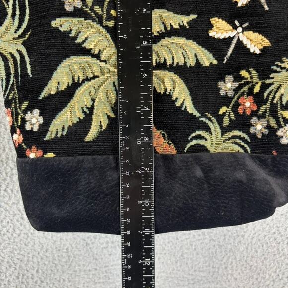 Vtg Tapestry Purse Floral Embroidery Velvet Leopard Peacock Dragonfly 80s Boho - Picture 9 of 13